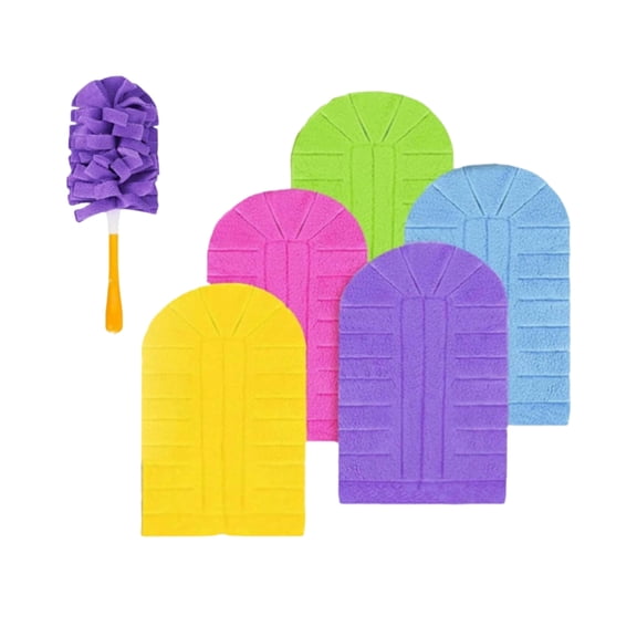 5 Piece Polar Fleece Cleaning Duster Replaceable Covers Wet Dual Dust Remover Multi Cover Set Tool Kit