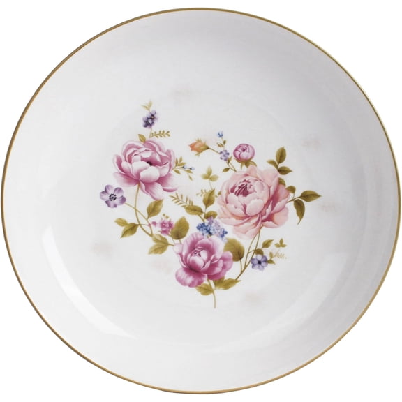 5 Piece Porcelain Pasta Set – Mediterranean Lemon Design, Central Floral Design