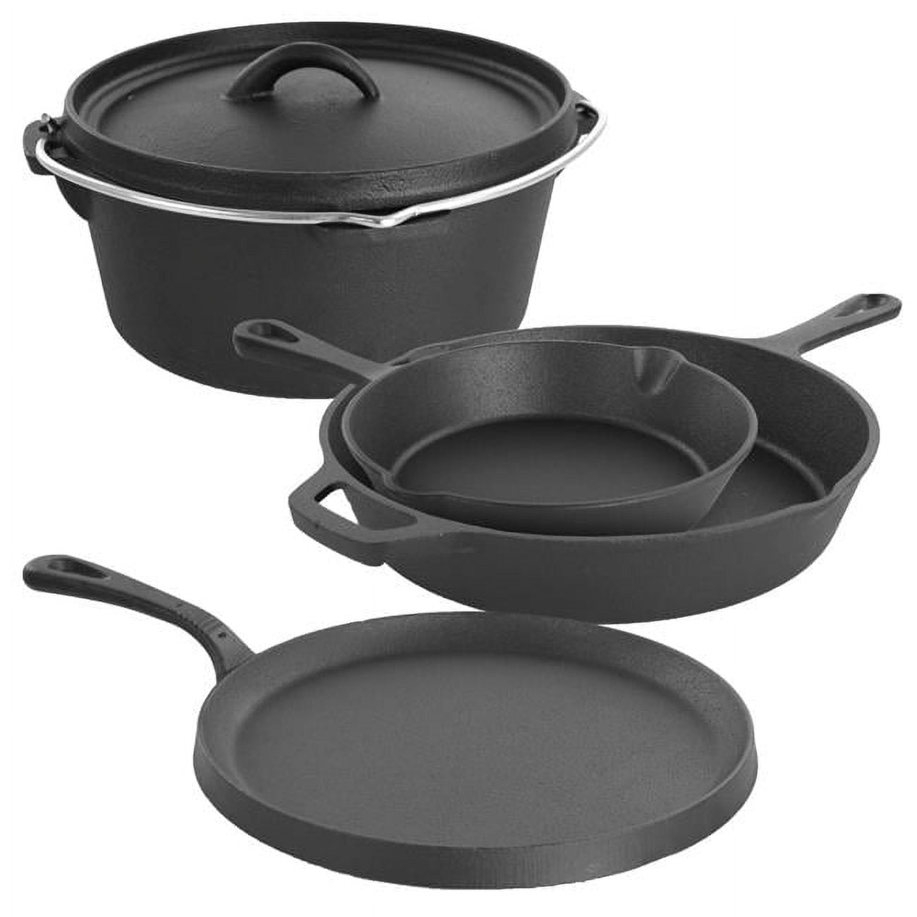 5 Piece PreSeasoned Cast Iron Cookware Set with Pots & Pans for Cooking, Baking, and Roasting