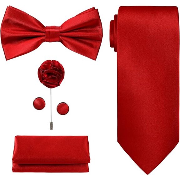 5-Piece Premium Men's Accessory Set: Luxury Satin & Braided Tie, Cufflinks, Lapel Pin, Pocket Square - Essential for Business & Formal Events