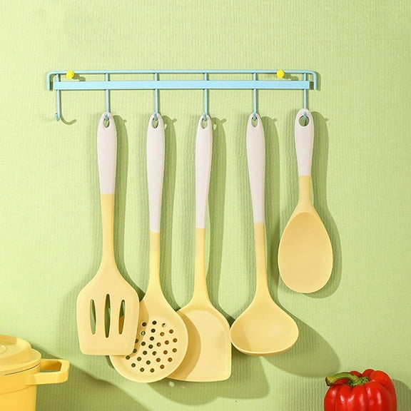 5-Piece Premium Silicone Kitchen Utensil Set | Non-Stick Cooking Tools | Heat Resistant & Dishwasher Safe | Yellow & Gray | Includes Spatula, Ladle, Spoon & Turner