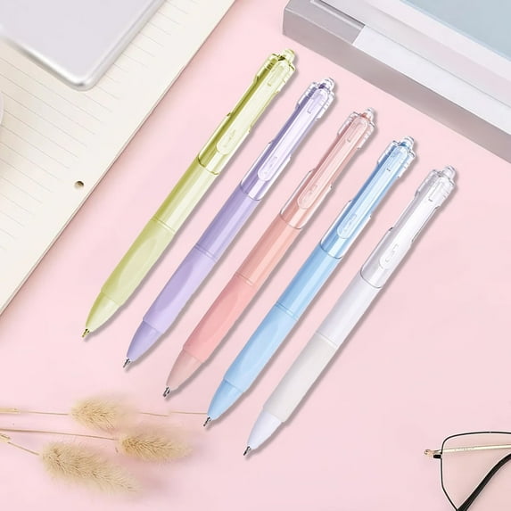 5 Piece Push Button Ballpoint Pen Set, Retractable Ink Pen, Quick-drying Ink, 0.5mm Tip + Large Capacity, Ergonomic Design, for College & Office Use, Smooth Writing, Ink, Lightweight