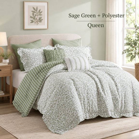 5-Piece Queen Printed Comforter Set with Decorative Pillow Shams and Coordinated Bedding