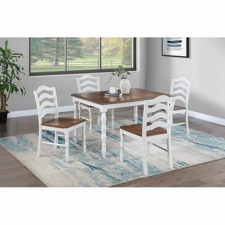 5-Piece Ranch Style Dining Set with Oak Top Table & Ladder Back Chairs
