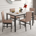 thumbnail image 1 of 5 Piece Rectangle Dining Table Set for Small Space, Modern Faux Marble Tabletop and 4 Velvet Chairs, Compact Kitchen Table Set for Home, Breakfast Nook, Cafeteria Dining Room, 1 of 8