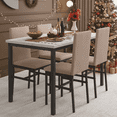 thumbnail image 1 of 5 Piece Rectangle Dining Table Set for Small Space, Modern Faux Marble Tabletop and 4 Velvet Chairs, Compact Kitchen Table Set for Home, Breakfast Nook, Cafeteria Dining Room, 1 of 8