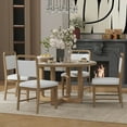 5Piece Retro Dining Set, Round Table Top with Radial Wood Grain Design