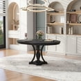 thumbnail image 1 of 5-Piece Retro Extendable Round Dining Set, Table + 4 Chairs, Black Oak, for Kitchen, Dining Room, 1 of 9
