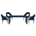 thumbnail image 1 of 5-Piece Rockaway 70.86 Solid Wood Dining Table with 4 Carrington Chairs in Blue, 1 of 13