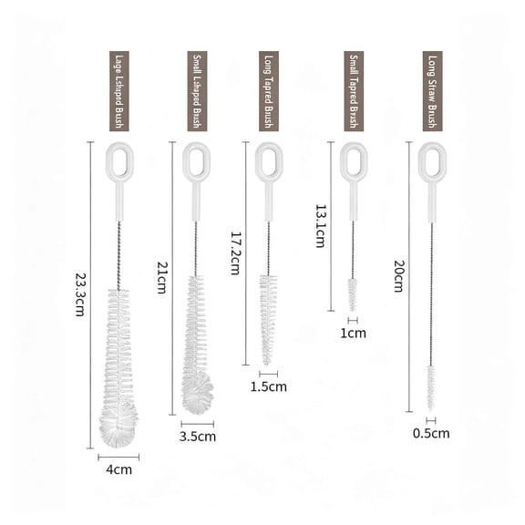 5-Piece Rotating Cleaning Brush Set for Straws & Kitchenware – No-Lint, Flexible Design, Safe for Food-Grade Accessories, Ideal for Household and Kitchen Maintenance