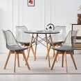 thumbnail image 1 of 5 Piece Round Dining Table Set for 4, 31.5" Kitchen Table with 4 Clear Gray Acrylic Chairs for Restaurant Bedroom Living Room, Space Saving Black Table Chair Set of 4, 1 of 8