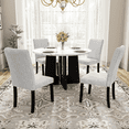 thumbnail image 1 of 5-Piece Round Dining Table Set for 4, 43-Inch Modern Kitchen Table with 4 Upholstered Chairs, Solid Wood & MDF Dining Room Furniture Set, 1 of 9