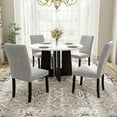 thumbnail image 1 of 5-Piece Round Dining Table Set with 4 Upholstered Chairs, 43-Inch Modern Kitchen Table for Dining Room, Grey and White, 1 of 9