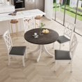 thumbnail image 1 of 5-Piece Round Dining Table Set with Upholstered Chairs Grey, 1 of 5
