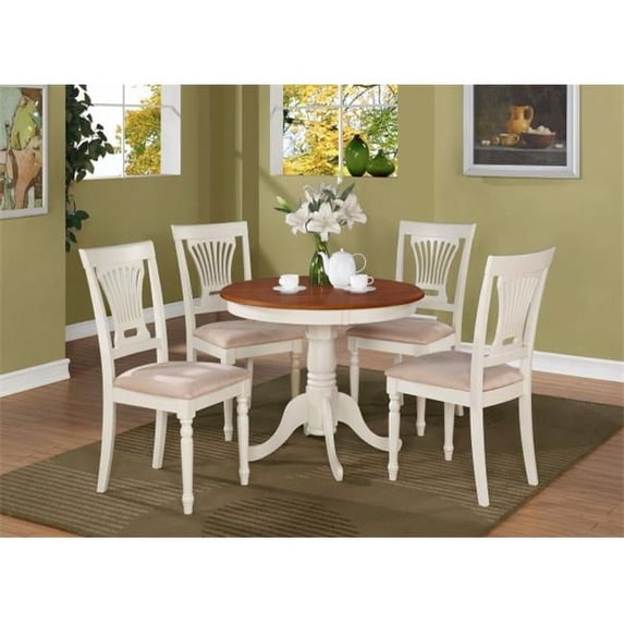 5 -Piece Round Kitchen 36 in. Table and 4 Chairs with Padded seat