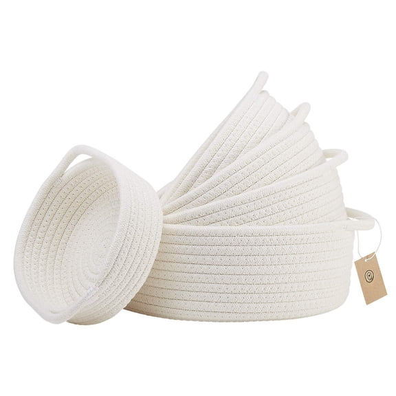 5-Piece Round Off White Woven Cotton Rope Baskets Set For Organizing