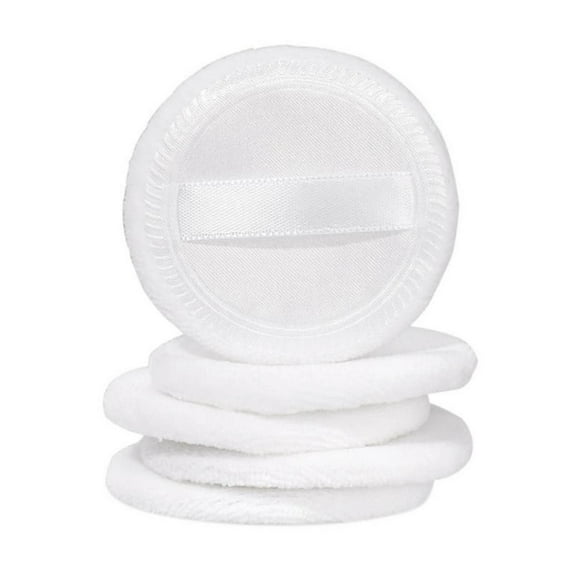 5-Piece Round Makeup Puff Set - Soft Cotton Powder Applicators for Compact Foundation and Blush - White