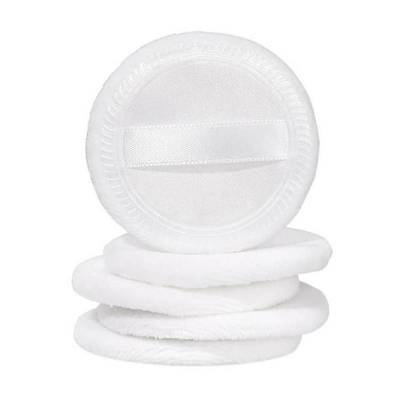 5-Piece Round Makeup Puff Set - Soft Cotton Powder Applicators for Compact Foundation and Blush - White