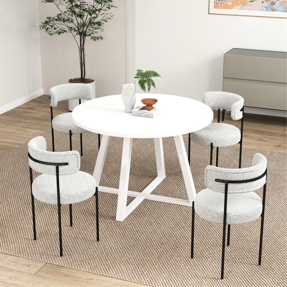 5-Piece Round Set - Modern Aesthetic - Home Dining Experience - Textured Craftsmanship