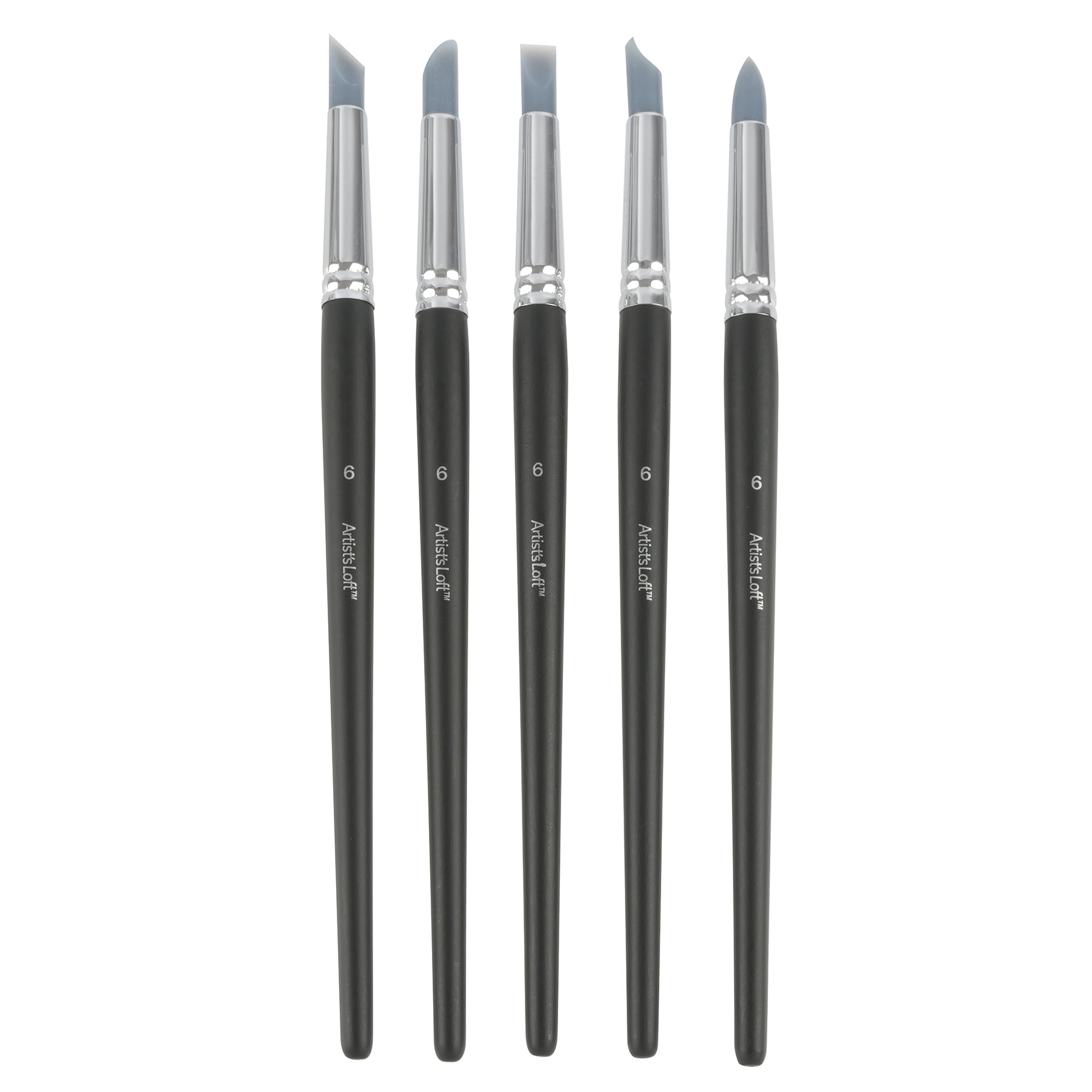 Artist's Loft 5-Piece Rubber Tip Shaper Set - 60 Total Tools with Silica Tips & Wood Handles - Ideal for Paint, Pastel, Clay & Mixed Media Applications, 12 Pack