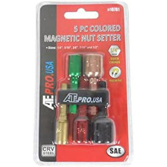 5 Piece SAE Magnetic Nut Setter CR-V Colored Steel (1/4" Shank)