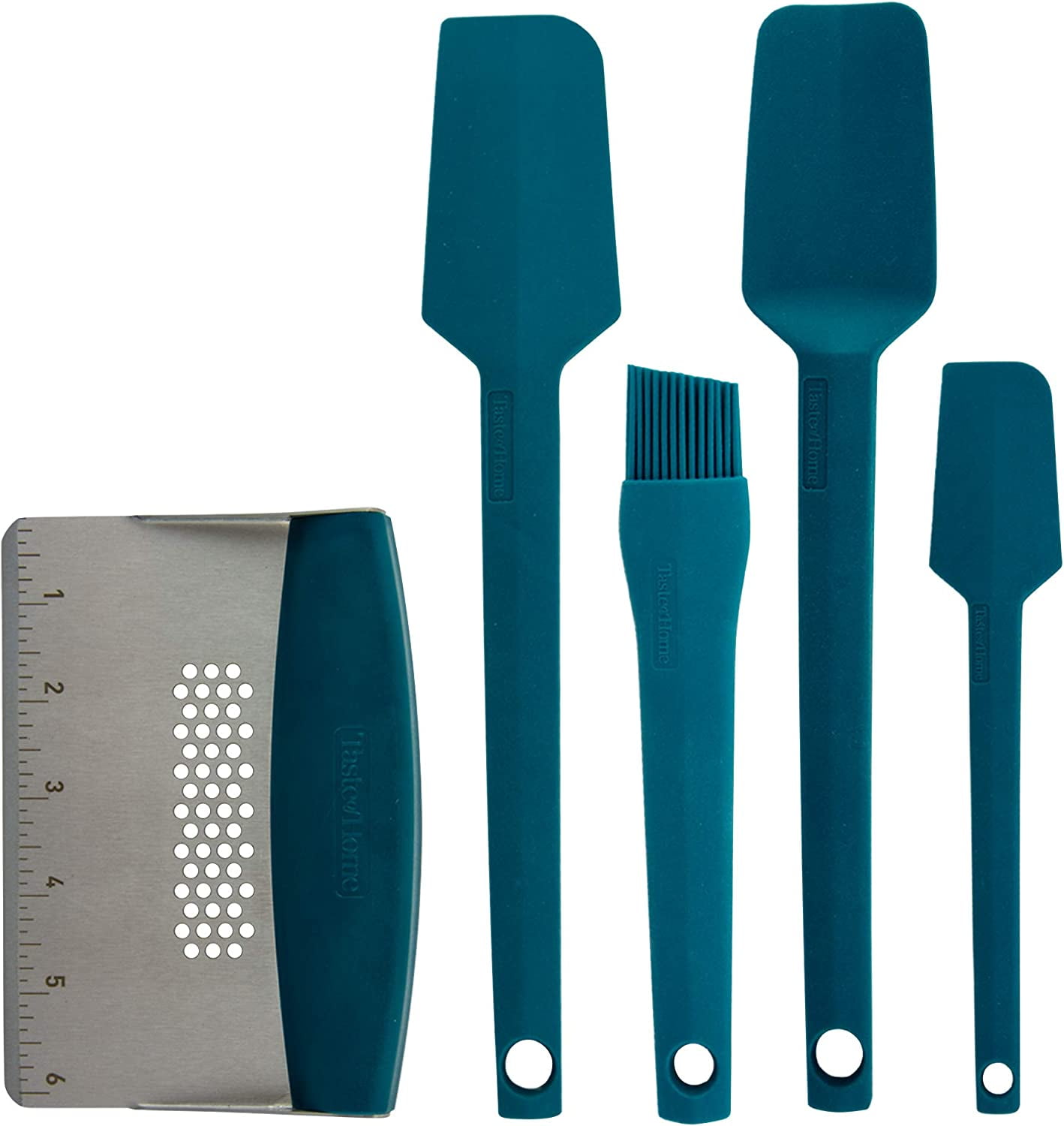 5 Piece Sea Green Silicone Utensil Set Includes Spatula, Spoonula