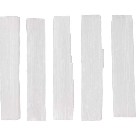 5 Piece Selenite Sticks 3-4", for Wicca, Reiki, Healing, Metaphysical, Chakra, Positive Energy, Lucky Feng Shui, Meditation, Protection, Powers, Decoration or Gift