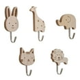 thumbnail image 1 of 5-Piece Set Children's Wall Hooks Wooden Animal Hooks Hassle-Free Setup, 1 of 9