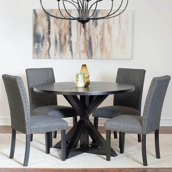 5 Piece/Set ,Durable,With A Stable and Stylish Cross Base,The Base of The Table Is Made of Sturdy Rubber Wood Structure,Need Some Assembly,Cross-Back Dining Table with 4 Stylish Chairs
