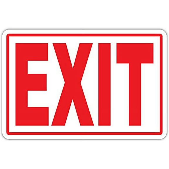 5 Piece Set |EXIT Sign Exit Door Emergency Red and White Sticker Decal 4x6 inches
