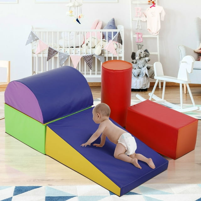 Niamvelo 5Piece Infant Soft Play Blocks Set Foam Stepping Activity