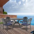 thumbnail image 1 of 5-Piece Set Of Cast Aluminum Patio Furniture With Blue Cushions, 1 of 9