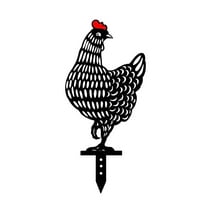 5 - Piece Set of Black Metal Chicken Yard Decorations - Ideal for Outdoor Gardens