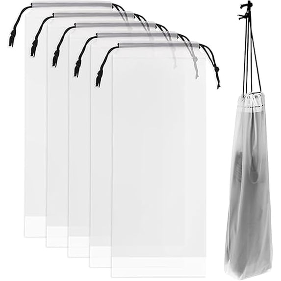 5-Piece Set of Transparent Umbrella Bags, for Stick Umbrellas, Plastic Umbrella Holders, Clear Storage Bags for Plastic Umbrellas (13 x 33 cm)