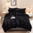 thumbnail image 1 of 5 Piece Shaggy Duvet Cover Set, Luxury Ultra Soft Cozy Long Faux Fur (King, Black), 1 of 5