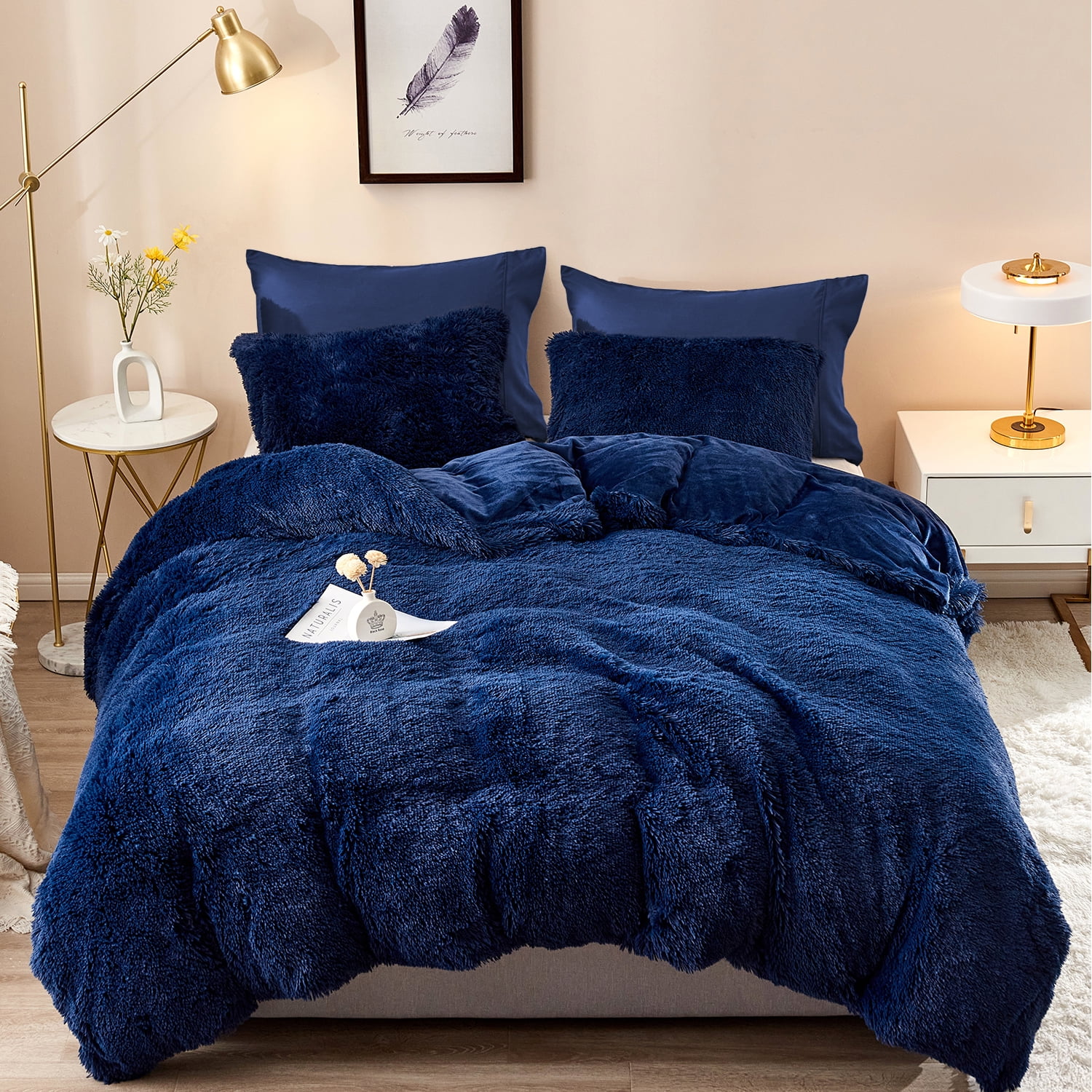 5 Piece Shaggy Duvet Set, Luxury Ultra Soft Cozy Long Faux Fur (Queen