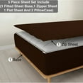 thumbnail image 1 of 5 Piece Sheet has Zipper Sheet Set, Queen Size 15 Inch Deep Pocket, 800 TC, Solid Chocolate Color., 1 of 9