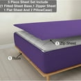thumbnail image 1 of 5 Piece Sheet has Zipper Sheet Set, Twin Size 10 Inch Deep Pocket, 800 TC, Solid Purple Color., 1 of 9