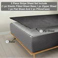 thumbnail image 1 of 5 Piece Sheet has Zippers Sheet Set, Full Size 6 Inch Deep Pocket, 800 TC, Stripe Dark Grey Color., 1 of 9