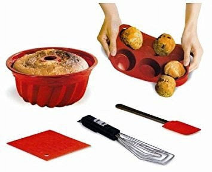 Red Nonstick Silicone 5 Piece Bakeware Set