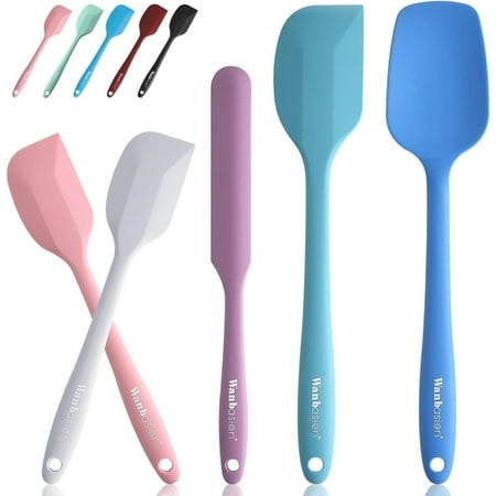 5 Piece Silicone Spatula Set Heat Resistant, Colorful Rubber Baking Spatula Set, Kitchen Spatula Set Dishwasher Safe for Nonstick Cookware Cooking Mixing Multicolor1
