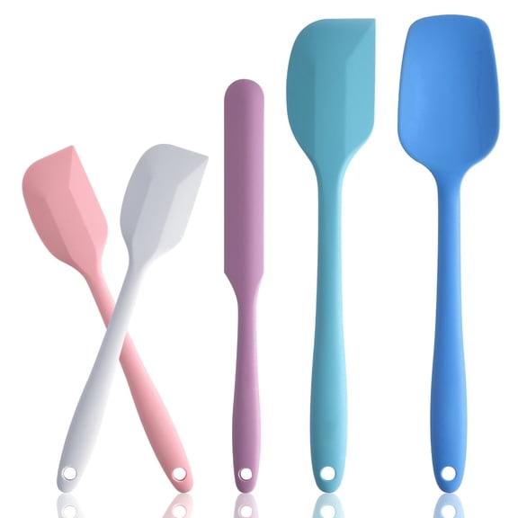5 Piece Silicone Spatula Set Heat Resistant, Kitchen Spatula Set Dishwasher Safe, Colorful Rubber Baking Spatula Set for Nonstick Cookware Cooking Mixing Multicolor1