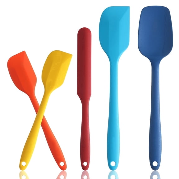 5 Piece Silicone Spatula Set Heat Resistant, Kitchen Spatula Set Dishwasher Safe, Colorful Rubber Baking Spatula Set for Nonstick Cookware Cooking Multicolor2