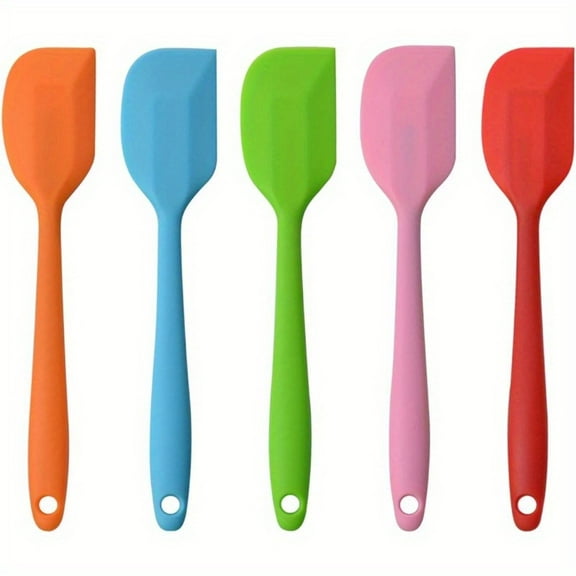 5-Piece Silicone Spatula Set – Heat-Resistant, Non-Stick, and Flexible – Durable Seamless Design for Baking, Mixing, & Cooking – Essential Kitchen Tools