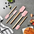 thumbnail image 1 of 5-Piece Silicone Spatula Set, Wooden Handles Heat Resistant Kitchen Scraper Set, Non-Stick Mixing Baking Cooking Utensils, Food-Grade Silicone, Dishwasher Safe, Versatile Kitchen Tool, 1 of 7