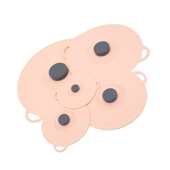5 Piece Silicones Airtights Food Storage Container Lid Spill Resistant Reusable Suction Cup Covers For Kitchen Utensils