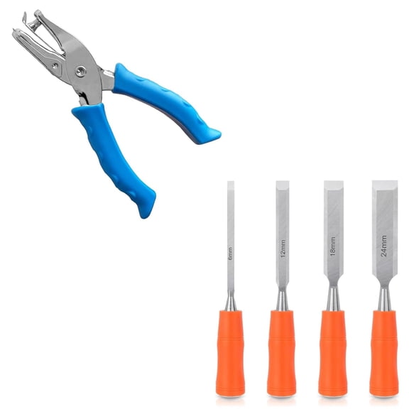 5 Piece Single Hole Paper Punch 1 4 Inch And 4 Piece Heavy Duty Wood Chisel Set