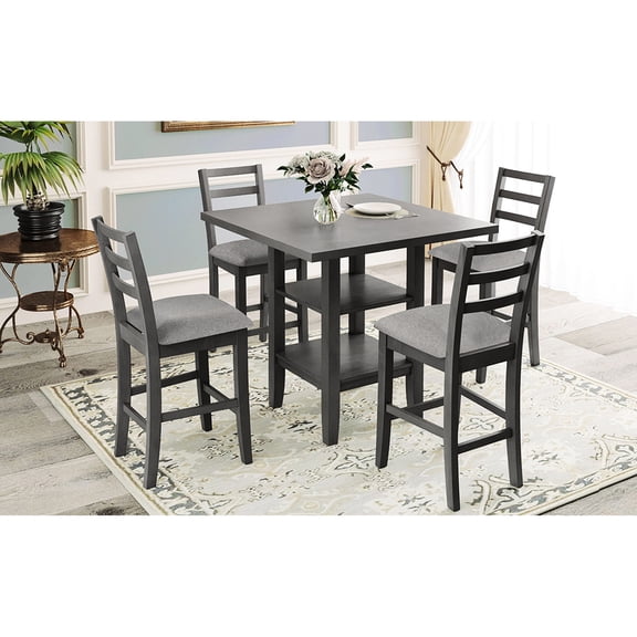 5-Piece Solid Wood Dining Set / Fit Well in Home Dining Areas
