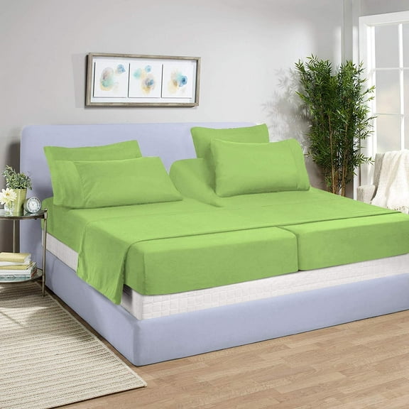 5 Piece Split California King Sheet Set for Adjustable Beds 800 Thread Count 100% Egyptian Cotton Split California King Sheet Set, 21 Inch Deep Pocket, Sage Solid