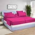 thumbnail image 1 of 5 Piece Split California King Sheet Set for Adjustable Beds 800 Thread Count 100% Egyptian Cotton Split California King Sheet Set, 24 Inch Deep Pocket, Hot Pink Solid, 1 of 8
